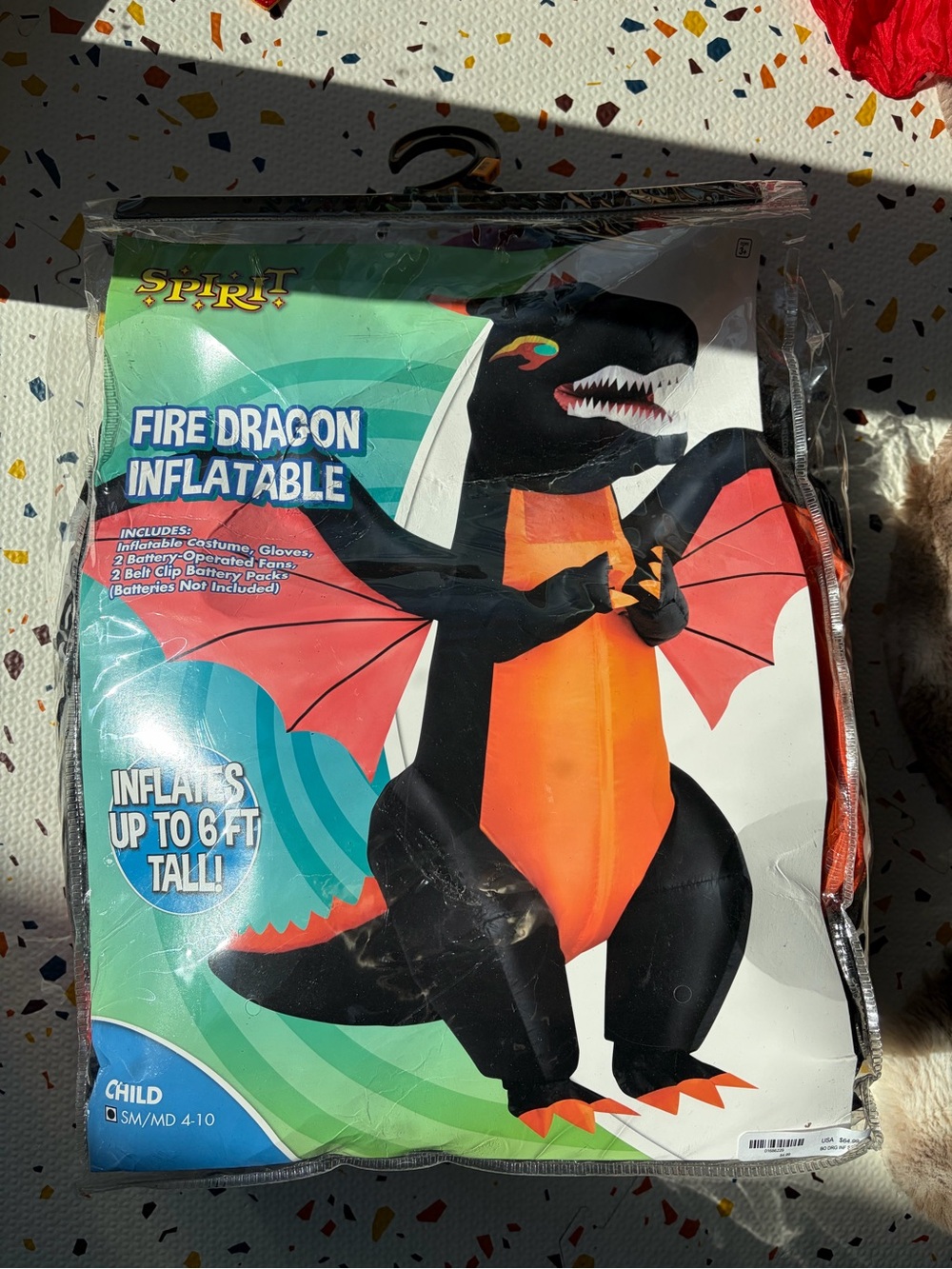 Spirit Fire Dragon Inflatable Costume - Black & Orange